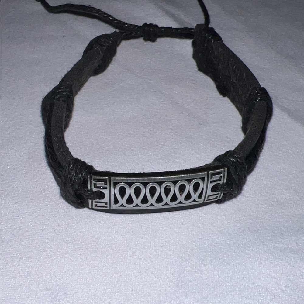 Black Braided Bracelet with Silver Accent